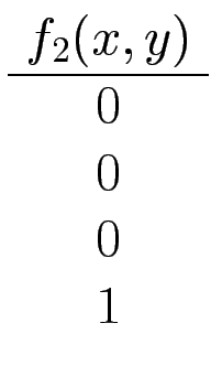 $\displaystyle \begin{array}{cc\vert c}
f_2(x,y)   \hline
0 \\
0 \\
0 \\
1
\end{array}$