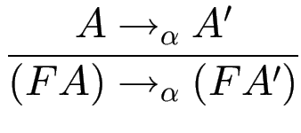 $\displaystyle {\frac{{A\to_\alpha A'}}{{(F A)\to_\alpha (F A')}}}$